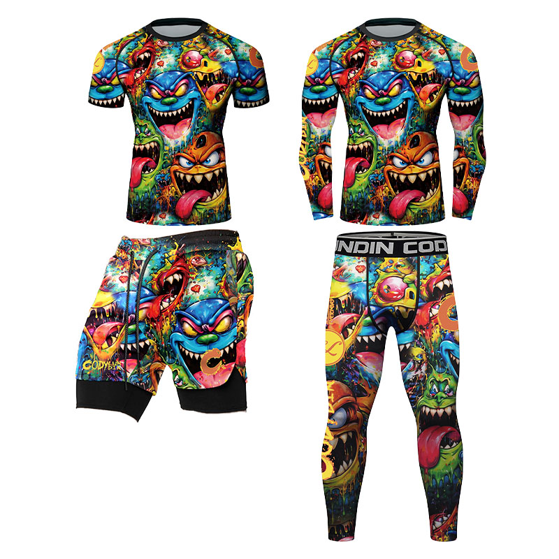 3D Colorful Monster Graffiti M - đánh giá và giá Rash Guard